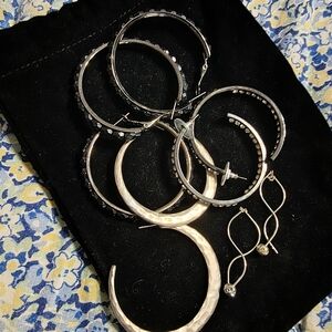 Elegant Silver and Gold Hoop Earrings Set